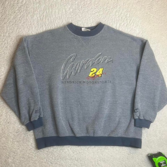 Vintage Jeff Gordon nascar men's blue crew neck sweatshirt embroidered racing xl - Picture 7 of 8